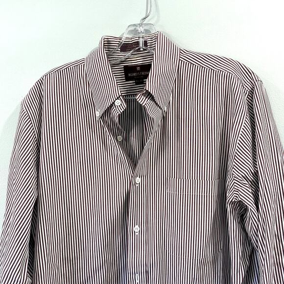 Nordstorm Classic button down in Red White 100% Cotton Size 15 1/2 - 33 M - Picture 2 of 9